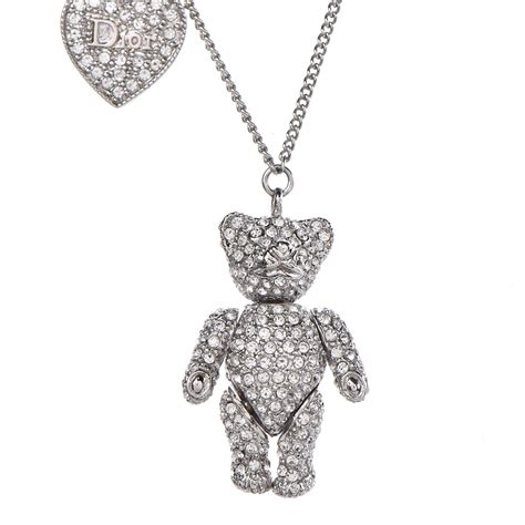 CHRISTIAN DIOR Teddy Bear Necklace Silver